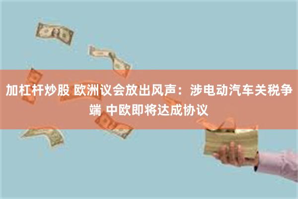 加杠杆炒股 欧洲议会放出风声：涉电动汽车关税争端 中欧即将达成协议